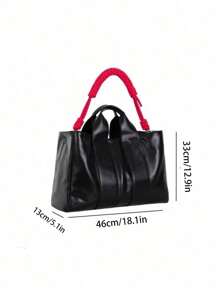 Dedoo 粗编织绳肩带托特包女2024新款通勤手提包大容量软皮单肩 - 黑色 - 查看 2