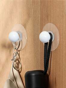 meike 2/4 件易于安装的木质墙钩，几何形状壁挂式挂钩，用于悬挂衣服、外套、帽子、围巾、浴室毛巾、橱柜门创意自粘式木质手柄，无需钻孔 - 白色 - 查看 13