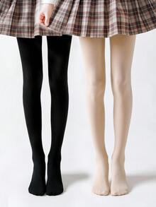 2pcs Kids Solid Color Anti-Slip Dance Tights, All Seasons - Black - View 2