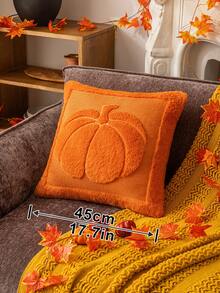 2 pièces Housse de coussin en peluche orange grosse citrouille, style bohème avec broderie 3D. Housse de coussin de canapé convenant pour le salon, la salle à manger, la chambre à coucher - Orange - Voir 4