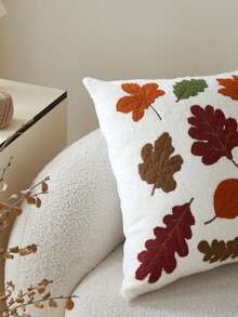 1 buc. Față de pernă cu broderie din frunze, asemănătoare lânii de oaie, potrivită pentru sufragerie, dormitor, petreceri și diverse medii, pentru toate anotimpurile, toamnă/iarnă - Multicolor - Vizualizare 6