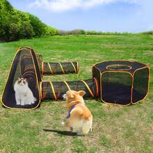 Outdoor Play Tent Tunnel Cube Compound Pet House 6 In 1 For Cat Puppy Dog Rabbit - Black - View 3