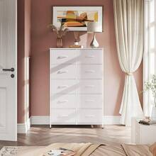 White Dresser For Bedroom With 10 Drawers Dressers & Chest Of Drawers With Wood Top, Metal Frame,Tall Dressers For Girls Bedroom,Living Room,Hallway,Closet - trắng - Xem 7