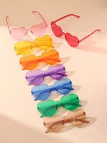 14pcs, 8pcs, 5pcs, 12pcs, 16pcs, 25pcs, 50pcs Heart Shaped Fashion Glasses, Elegant For Party And Everyday Use, All Seasons - Multicolor - View 5