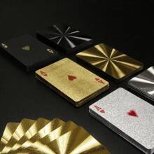 Playing Cards Foil Poker Cards Deck Of Cards 24K Gold Foil Poker Cards Gold Playing Cards Foil Waterproof Playing Cards Waterproof Plastic Cards For Family Game Party - Durable And Stylish Deck Of Cards, Christmas, Halloween, Thanksgiving Day, Valentine's Day, Easter, Birthday Gift (Mixed Color, Retro Style)