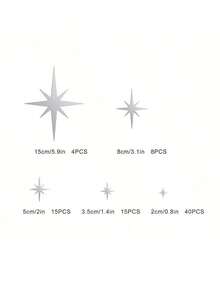 82 件/包星形设计镜面墙贴亚克力镜面墙贴可移除自粘适用于家庭、客厅、浴室、卧室装饰、DIY 墙面背景布置、家居装饰、房间装饰 - 彩色 - 查看 3