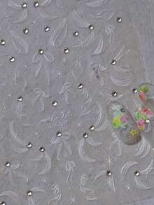 秋季新款 1 件 5D 指甲贴梦幻蓝紫珍珠蝴蝶和玫瑰花朵蝴蝶结指甲贴贝壳灯设计粘性贴纸美甲装饰花朵指甲贴 5D 浮雕百合花指甲贴纸芙蓉自粘花卉指甲贴花金色花朵指甲饰物度假指甲设计 1 件 5D 指甲贴 - 彩色 - 查看 3