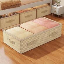 大容量可折叠床下收纳袋，防水防尘季节性衣物和毛毯收纳袋，配有大型 PVC 观察窗和加固手柄，方便查看和携带，条纹图案波西米亚风格，可清洗和重复使用，适用于宿舍收纳、衣柜收纳、床下收纳、万圣节物品收纳、圣诞节物品收纳和房间装饰。 - 彩色 - 查看 6