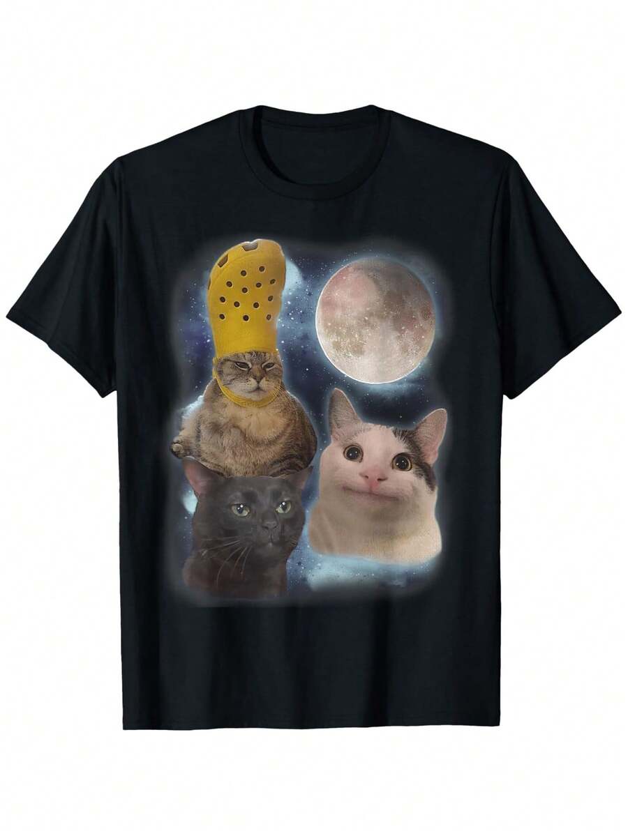 Summer Plus Size Women Clothes Unisex Casual Outdoor Knit Tee Summer Women's T-Shirt, Soft And Breathable, Perfect For Daily Wear, Outdoor Activities, Travel, And Casual Style, Comfortable All-Day Fit! - 黑色 - 查看 1