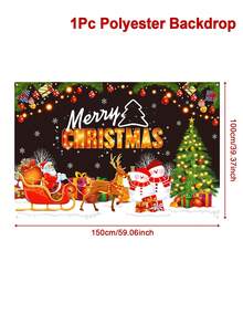 1pc Christmas Decoration Backdrop Fabric, Santa Claus& Snowman& Christmas Tree Pattern Banner, Merry Christmas Party Backdrop Decoration, Christmas Photography Props, Christmas Garage Door Decorations, Patio Decorations, Christmas Living Room Wall Decoration Hanging Fabric, Room Decorations, Home Decor, 2026 New Year Decor, Christmas Hanging Decor, Xmas Gifts