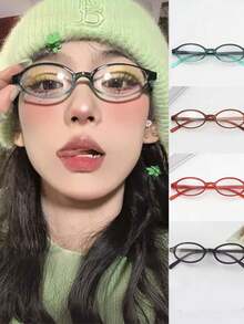 1pc Fashionable And Elegant Women Oval Eyeglasses Frame, Lightweight And Portable, Exquisite Design