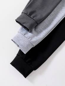 3pcs Solid Color Drawstring Toddler Boys' Sweatpants