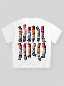 American Retro Y2K! Noissey Cigarette Printed Double Sided 180g Pure Cotton Round Neck Short Sleeve T-Shirt, Funny White Graphic Tee, Breathable, Comfortable And Skin-Friendly Fabrics Suitable For Summer Wear And As A Gift - trắng - Xem 4