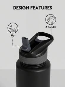 40 oz Insulated Tumbler with Straw – Stainless Steel Water Bottle, Leak-Proof Double Wall Coffee Cup, Keeps Cold for 24H, Fits Car Cup Holder, Reusable Travel Mug for Sports, Gym, School, and Travel - 黑色 - 查看 5