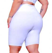 Women's White Bermuda Shorts Plus Size Suplex Cyclist/Gym Zero Transparency - White - View 1
