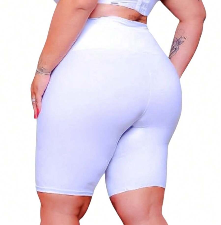 Women's White Bermuda Shorts Plus Size Suplex Cyclist/Gym Zero Transparency - White - View 1
