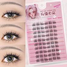 Ciglia finte Ondine da 60/100/120 ciuffetti, senza colla, non rimovibili, con steli sottili, ciglia segmentate simulate, ciglia morbide a più segmenti di grande capacità, ciglia finte a singolo ciuffetto per principianti