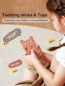 1 Set Baby Silicone Teething Toys, Chew Molar Stick, Anti-Bite Teether With Pacifier Clip, Suitable For Baby Boys And Girls