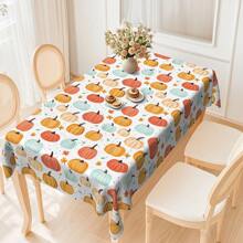 1pc Halloween Pumpkin Digital Print Tablecloth, Rectangular Durable Polyester Fabric, Suitable For Home, Kitchen, Garden, Holiday Parties, Weddings, Restaurants And Banquet Decorations, Wedding Season Autumn Decor - Multicolor - View 2