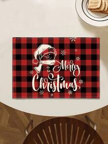 1pc Christmas Pattern Printed Table Runner, 4pcs Christmas Pattern Printed Placemats, Suitable For Holidays, Parties, Birthdays, Dinners, Kitchen & Dining Room Table Decor, All Season Home & Living Decor