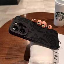 1pc Frosted Black Turtle Pattern Protective Case For IPhone 16 15 14 13 12 11 Pro Max 12 Mini 7 8 Plus X XR Mobile Phone Case - Black - View 7