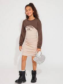 Radiana Tween Girl Letter Graphic Cami Dress & Super Crop Pullover - Multicolor - View 4
