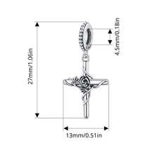 WOSTU 1 Pieza Colgante de Cruz de Plata de Ley 925 Vintage con Zirconia para Pulsera, Collar DIY, Joyería Religiosa para Mujer