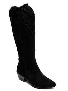 Bottes Western Noires Femme en Simili Cuir et Daim – Look Cowboy Authentique - Negro 7678A-1 - Ver 2