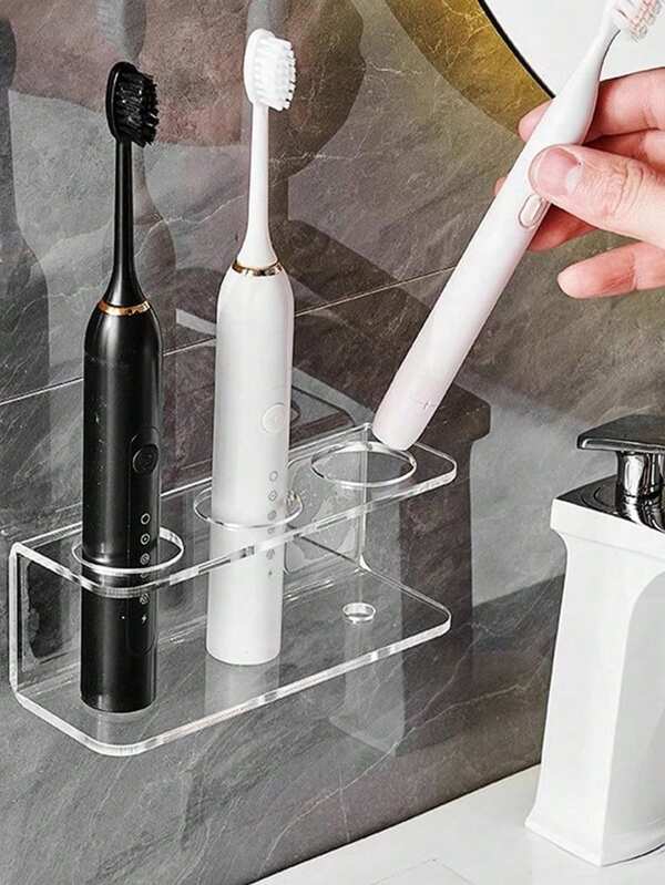 1pc Toothbrush Holder Wall Mount Bathroom Free Punching Rack, New Electric Toothbrush Organizer Creative All-In-One Tooth Brush Stand Home Bathroom Decor Fall Decor Back To School