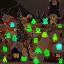 40 Pcs Mini Christmas Luminous Figurines, Christmas Resin Miniatures Glow In The Dark Tiny Figures To Hide Small Snowman Figures For Party Favors Bag Fillers Garden
