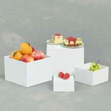 五面亚克力自助食品展示架，底部镂空，适用于早餐、自助餐、婚礼、派对 - 白色 - 查看 5