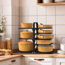 Heavy Duty Pots And Pans Organizer Under Cabinet: 8Tier Adjustable Pot And Pan Organizer Space Saving Pan Organizers Inside Cabinet 21" Kitchen Storage Pot Rack Organizer For Cast Iron Pangift - 16.92吋高 - 查看 2