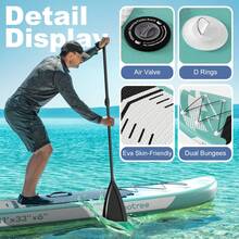 Inflatable Paddle Board Stand Up Paddleboards With Premium Accessories Pump, Adjustable Paddle, Leash, Three Fins, Backpack - Blue - View 7