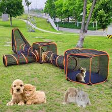 Outdoor Play Tent Tunnel Cube Compound Pet House 6 In 1 For Cat Puppy Dog Rabbit - Black - View 1