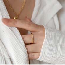 Minimalist Classic Wave Ring, Fashionable Versatile 18K Gold Plated Stainless Steel Band