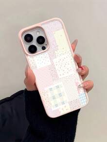 Floral Patchwork Mobile Phone Case, Designed With Delicate Flowers And Pastel Colors, Suitable For IPhone 16, 15, 14, 13, 12 And 11 Pro Models, Made Of TPU Material, And Provides Shockproof Protection. Perfect For Family, Friends, Children, Birthdays, Spring, Holidays, Boyfriends, Girlfriends, And Valentine's Day Gifts - 粉紅色CZ3 - 查看 2