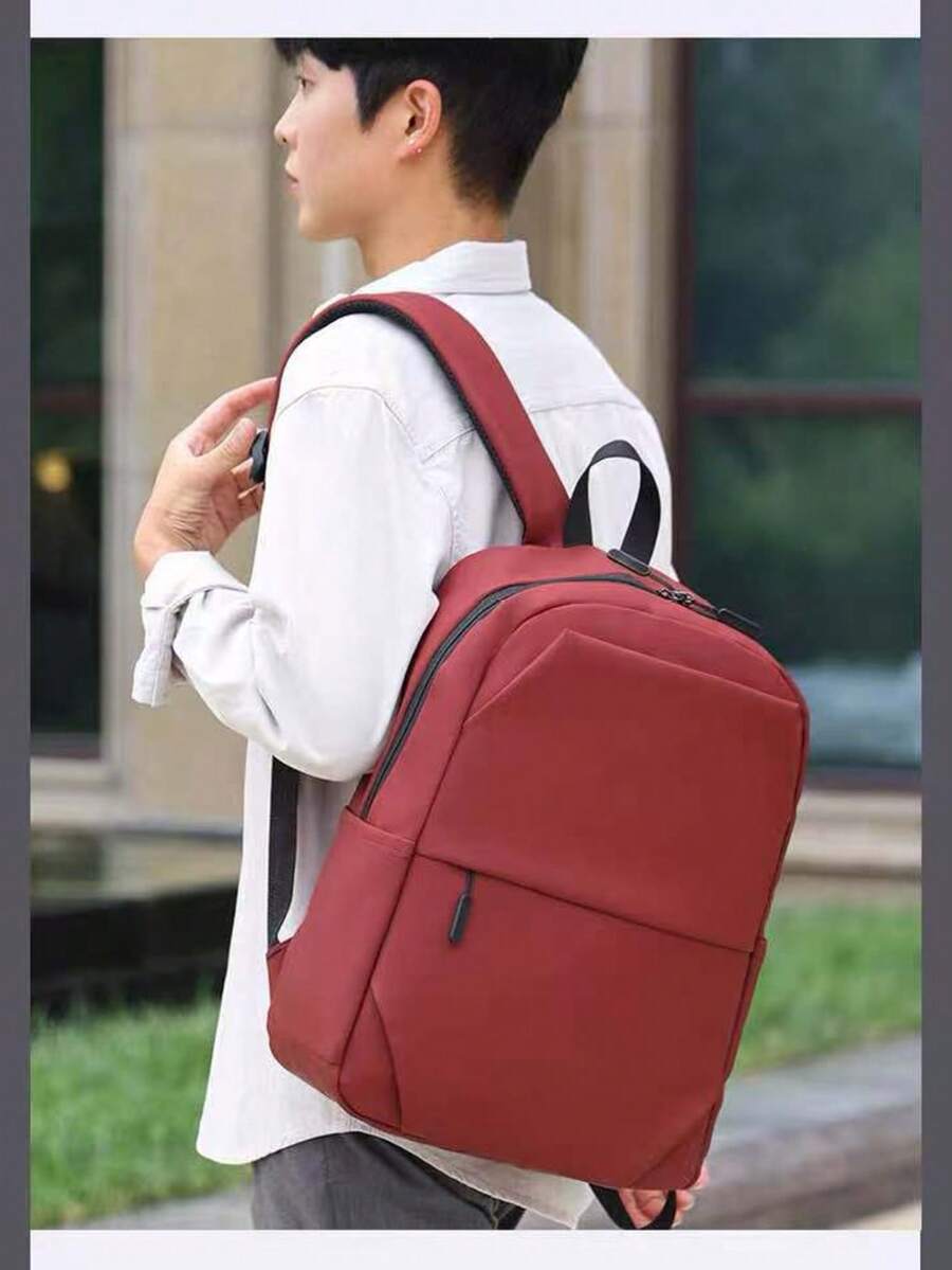 Men's Waterproof School Backpack, Stylish, Simple And Practical - Rojo - Ver 1