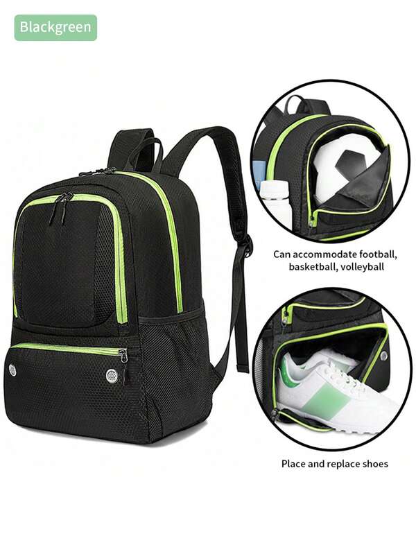 New Large Capacity Separate Ball Compartment Basketball Bag, Multi-Functional College Student Backpack, Outdoor Sports Training Bag, Portable Football Bag With Separate Shoe Compartment Backpack (Back To School Season)