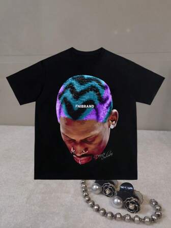 2025 Men Vintage Hip Hop T-Shirts Dennis Rodmans Print Tee Cotton Round Neck Short Sleeve Hip Hop Fashion Streetwear Mens Tees Tshirt