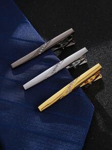 1pc/3pcs Silver, Gold, Black Color Men's Fashion Tie Clip, Groom Tie Clip, Metal Business Professional Security Tie Clip, Suitable For Wedding, Groom, Wedding Day, Daily Wear, Business Formal, Party