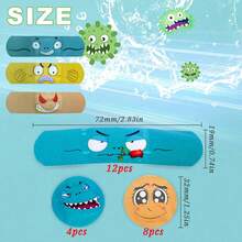 (1 Caja) Notas adhesivas con formas múltiples de PE, Curitas con diferentes patrones de dibujos animados, Vendajes de primeros auxilios, Yeso, Artículos esenciales para el hogar, viajes, campamentos, picnics, escalada y exploración, Curitas, Vendaje desechable, Pegatinas con cara de fantasma divertida