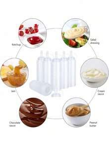 1pc Squeeze Bottle With Scale, Lid, And Tip, Multipurpose Salad Condiment Dispenser, Seasoning Squeeze Bottle, Suitable For Soy Sauce, Olive Oil, Mustard, BBQ Sauce, Sauce, Ketchup Food Containers Dispenser, Available In Various Sizes, Easy Pour Spout, Used For Kitchen, Dining Room, Outdoor Camping Barbecue Seasoning Storage Tools, Kitchen Accessories - Multicolor - View 3