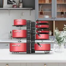 Heavy Duty Pots And Pans Organizer Under Cabinet: 8Tier Adjustable Pot And Pan Organizer Space Saving Pan Organizers Inside Cabinet 21" Kitchen Storage Pot Rack Organizer For Cast Iron Pangift - 16.5吋高 - 查看 8