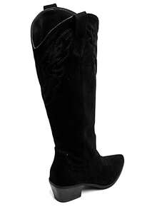 Bottes Western Noires Femme en Simili Cuir et Daim – Look Cowboy Authentique - Negro 7678A-1 - Ver 5
