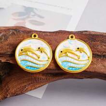 1pc/2pcs Luxury Delicate 304 Stainless Steel Electroplated Pendant Charms, Suitable For DIY Jewelry, Jewelry Making, Crafts - Ocean Life, Cherry, Flower Designs - Color - View 18