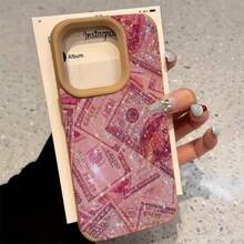 Diseño impreso de dólar rosa Teléfono con lente alta X 11 Pro 13 15 16 XS 14 Plus 12 Todo incluido Cuero sintético suave - Colores mixtos 1 - Ver 1