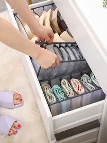 1 قطعة/3 قطع حقيبة تخزين قماشية، حقيبة تخزين ملابس داخلية وسراويل وملابس مريحة للاستخدام المنزلي، أقسام تخزين في الأدراج، صندوق تخزين الجينز، أساسيات غرفة السكن، منظم ملابس وتخزين في خزانة غرفة النوم