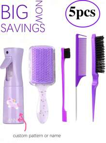 5 Conjuntos de Kits de Pente Trançado, (200 Mililitros) Garrafas de Spray de Névoa Contínua, Pentes de Unicórnio/Pirâmide Cartoon, Adequado para Penteados de Adultos e Meninas, Pentes de Alisamento e Laterais, Adequado para Design de Penteados e Personalização de Padrões e Nomes por Cabeleireiros, Temporada de Volta às Aulas, Acessórios de Cabelo Infantil, Popular