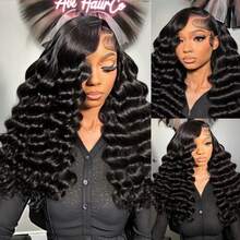 NARNI 30 Inch 250% Density 13x4 HD Loose Deep Wave Lace Front Wigs Human Hair Pre Plucked Loose Wave Transparent Lace Frontal Wigs Human Hair 12A Glueless Wigs Human Hair Pre Plucked With Baby Hair For Women - Natural Black - Xem 9