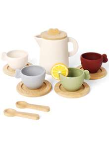 Children's Tea Sets And Kitchen Accessories, Suitable For Children Aged 3, 4, 5 And Above, Plastic Pretend Role-Playing Kitchen Toys, Tea Cups, Game Plates, Tableware Sets, Children's Gifts, Baby Coffee Machine Toys, Wooden Products, Coffee Machine Kitchen Set Models, Children's Game Simulation, Coffee Cake Pretend Toys - Bộ ấm trà - Xem 5